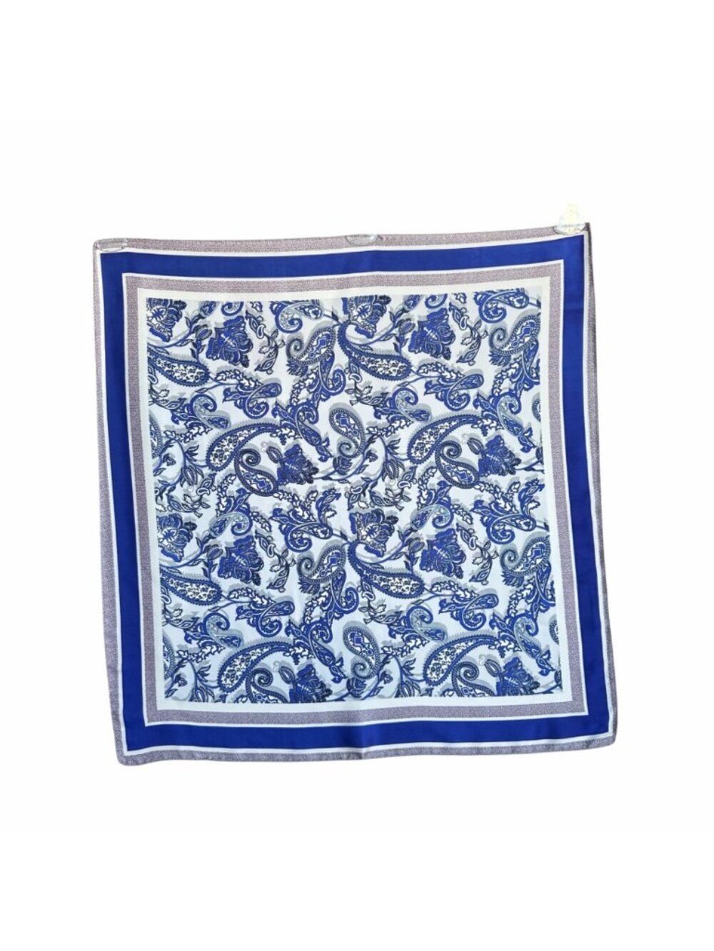 ✨Luxury Elegant Women Square Silky Soft Scarf Head Top hijab Blue Floral Paisley - Picture 5 of 6